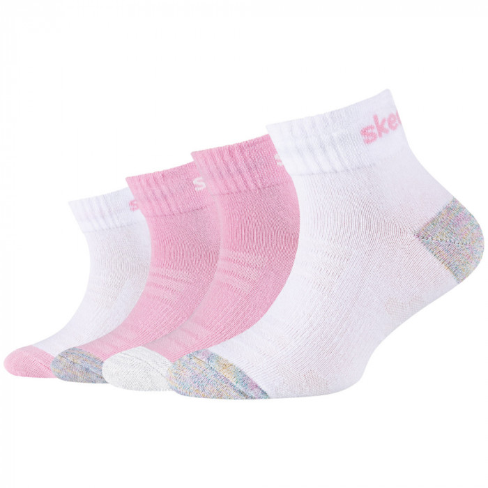 șosete Skechers 4PPK Girls Mesh Ventilation Quarter Socks SK42042-1001 Roz