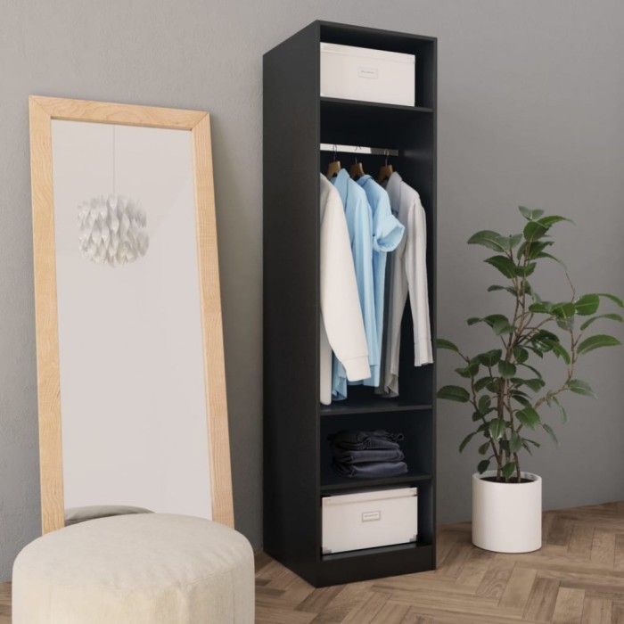 Gossi sifonier, negru, 50x50x200 cm, lemn prelucrat