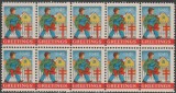 1945 SUA - Bloc de 10 vignete de Craciun + Campanie Anti Tuberculoza, TBC, Medical, Nestampilat