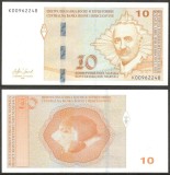 BOSNIA HERTEGOVINA █ bancnota █ 10 Konvertibilnih Marka █ 2024 █ P-81 SRB █ UNC