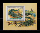 Rep. Centrafricana 1982 &quot;Fauna- Crocodilul de Nil&quot; ,bloc 164A, colita stampilata