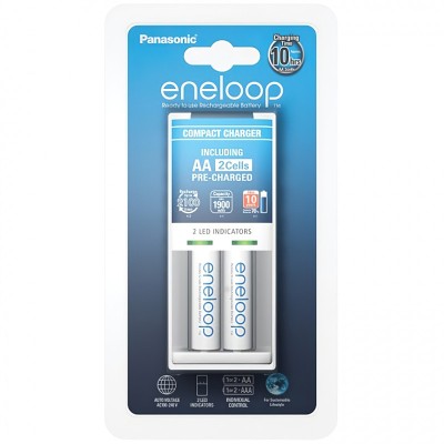 Incarcator Baterii Panasonic Eneloop BQ-CC50, 2 Sloturi, Cu 2 x Baterie AA / LR6 (1900 mAh), Gri foto