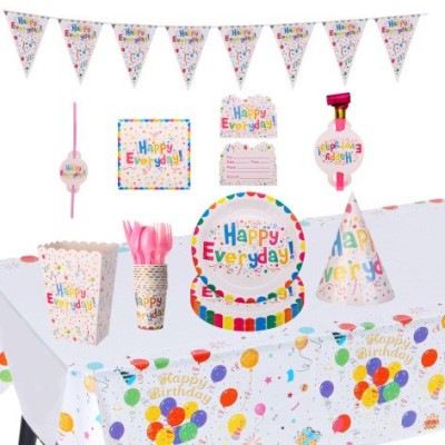 Set 9 accesorii pentru masa, petrecere, flippy, model happy everyday, 78 buc, multicolor foto