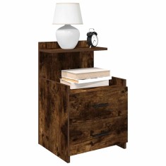 vidaXL Noptiere 2 buc. cu 2 sertare, stejar afumat, 40x36,5x62 cm