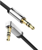 CABLU audio Ugreen, &quot;AV119&quot; stereo (3.5 mm jack T/T), conectori auriti, design slim, unghi 90 grade la un capat, 2m, negru &quot;10599&quot; (timbru verde 0.18