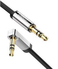 CABLU audio Ugreen, &amp;quot;AV119&amp;quot; stereo (3.5 mm jack T/T), conectori auriti, design slim, unghi 90 grade la un capat, 2m, negru &amp;quot;10599&amp;quot; (timbru verde 0.18 foto