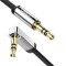 CABLU audio Ugreen, &quot;AV119&quot; stereo (3.5 mm jack T/T), conectori auriti, design slim, unghi 90 grade la un capat, 2m, negru &quot;10599&quot; (timbru verde 0.18