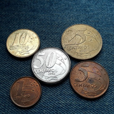 #104 - Lot 1 centavo, 5, 10, 25, 50 Centavos 2001, 2002 Brazilia / 5 monede