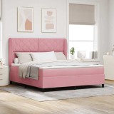 Cumpara ieftin Pat cu arcuri cu headboard Manual Roz 200 x 180 cm Catifea
