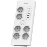 Prelungitor Philips, 35W, 3A, 4 x USB-A - 1 x USB-C - 6 x Schuko, Alb PHIL-SPN7060WA/60