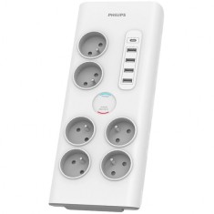 Prelungitor Philips, 35W, 3A, 4 x USB-A - 1 x USB-C - 6 x Schuko, Alb PHIL-SPN7060WA/60