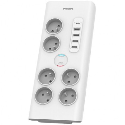 Prelungitor Philips, 35W, 3A, 4 x USB-A - 1 x USB-C - 6 x Schuko, Alb PHIL-SPN7060WA/60 foto