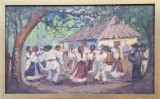 Cumpara ieftin Nicolae PERŢACHE (1913-1983)-Horă &icirc;n sat, pictură &icirc;n ulei pe p&acirc;nză