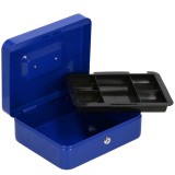 Caseta pentru bani tip cutie de valori, compartimentanta, cu cheie, metal, 25x20x9cm, albastru Household NewTrend