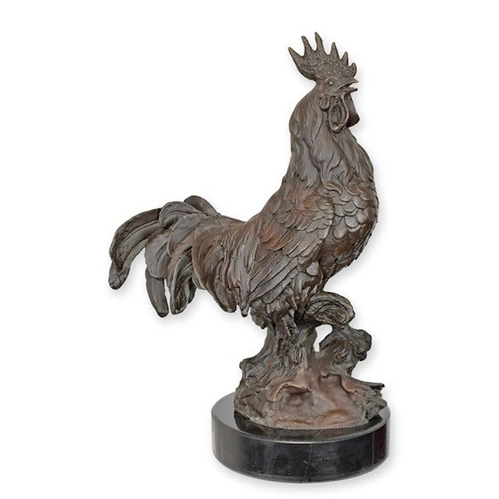 Cocos-statueta din bronz pe un soclu din marmura YY-9