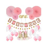 Set 30 baloane si accesorii pentru petrecere, aniversare I AM ONE - 1 ani