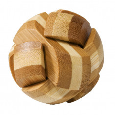 Joc logic IQ din lemn bambus Ball in cutie metal
