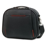 Geanta cosmetice cu 2 buzunare, Everestus, NB, 600D si eva, negru, rosu, saculet de calatorie inclus