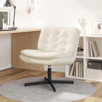 vidaXL Scaun Relaxant Rotativ Manual Crem 63 x 75 x 76 cm Catifea foto