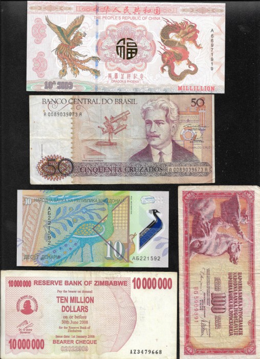 Set 5 bancnote de prin lume adunate (cele din imagini) #426