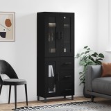 Dulap &icirc;nalt, negru, 69,5x34x180 cm, lemn compozit