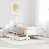 VidaXL Cadru Pat cu Sertare Alb 100x200 cm Lemn Masiv Pin