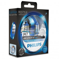 Set 2 becuri Philips H7 ColorVision albastru 12V 55W 12972CVPBS2