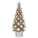 Brad decorativ de Craciun, 30 cm, plastic, beteala, globuri incluse