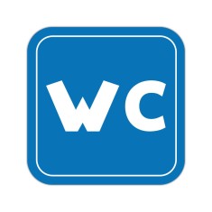 Indicator WC albastru pentru grup sanitar