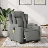 VidaXL Fotoliu electric de masaj rabatabil, gri &icirc;nchis, textil