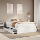 VidaXL Cadru pat fără saltea/cu sertare alb 140x200 cm lemn masiv pin