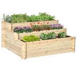 Outsunny Pat de Grădină &Icirc;nălțat cu 9 Grile de Cultivare și 3 Niveluri, Țesătură Netesută pentru Legume și Flori, Interior și Exterior | Aosom Romania