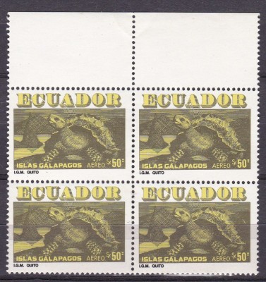 Ecuador 1981 fauna Galapagos testoase MI 1901 bloc de 4 MNH foto