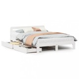 Cumpara ieftin Cadru de pat fara saltea, alb, 160x200 cm, lemn masiv pin