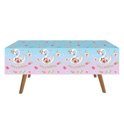 Fata De Masa Pentru Petrecerile Fetitelor, model Lebede,180x120 cm foto