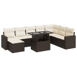 Cumpara ieftin Set canapele de gradina cu perne, 9 piese, maro, poliratan