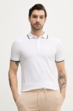 Lindbergh polo de bumbac barbati, culoarea alb, neted, 30-404010