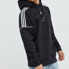 adidas Originals hanorac de bumbac bărbați, culoarea negru, cu imprimeu HK7309-BLACK