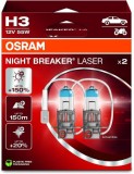 Set 2 buc Bec H3 Night Breaker Laser Next Generation +150% 12V 55W, OSRAM