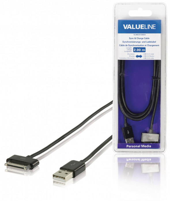 Cablu de incarcare si sincronizare pentru iPhone 30 pini - USB 2.0 2m cupru VALUELINE