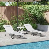 Cumpara ieftin Șezlong pliabil 2 pcs Crem 182 x 55 x 85.5cm Textilenă