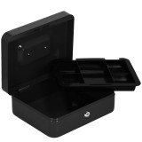 Caseta pentru bani tip cutie de valori, compartimentanta, cu cheie, metal, 25x20x9cm, negru Household NewTrend
