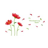 Sticker Decorativ Perete Flori Rosii 150x150cm, Autocolant PVC, Rezistent Lumina, Aplicare Usa/Spatii Comerciale