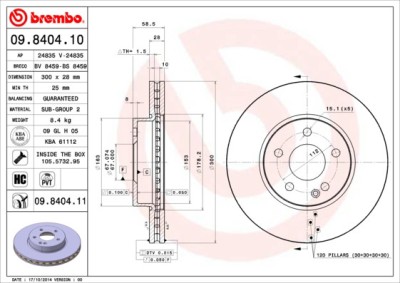 BREMBO 09.8404.11 PRIME LINE - UV Coated Disc frana foto