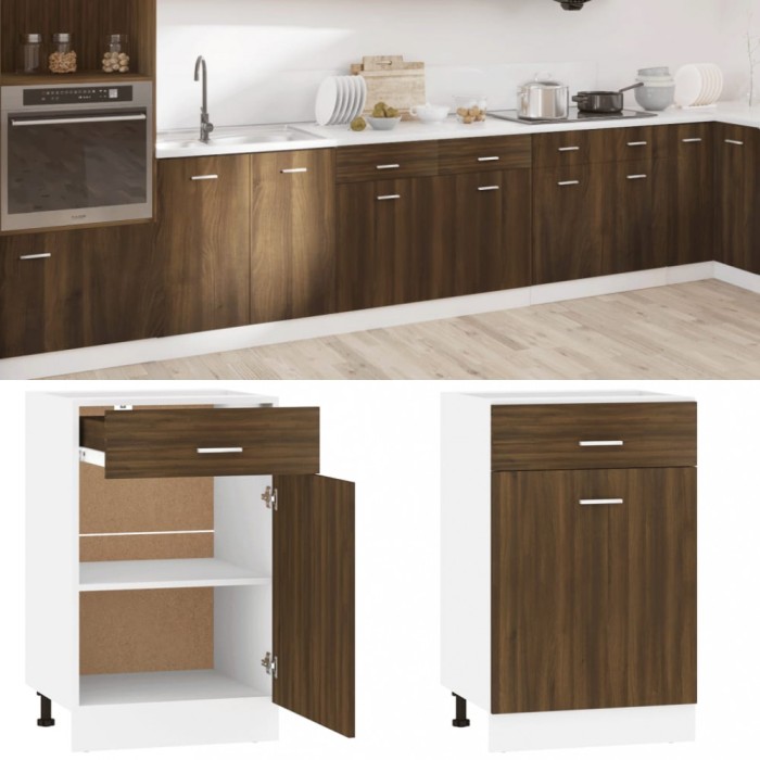 vidaXL Dulap inferior cu sertar &ldquo;Lyon&rdquo;, stejar maro, 50x46x81,5 cm