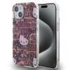 Husa pentru iPhone 15 - Hello Kitty Hardcase IML Tags Graffiti (HKHCP15SHDGPTP) - Pink