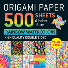 Origami Paper 500 Sheets Rainbow Watercolors 6"" (15 CM): Tuttle Origami Paper: High-Quality Double-Sided Origami Sheets Printed with 12 Different Des