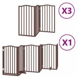Cumpara ieftin Poarta caini pliabila cu usa 15 panouri maro 750 cm, lemn plop