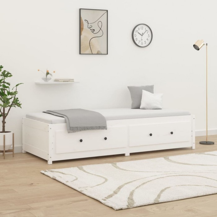 vidaXL Pat de zi, alb, 80x200 cm, lemn masiv de pin