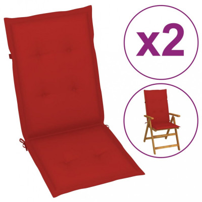 Perne scaun de grădină, 2 buc, roșu, 120x50x3 cm foto